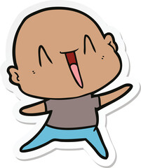 Fototapeta premium sticker of a happy cartoon bald man