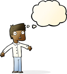 cartoon shocked man with thought bubble