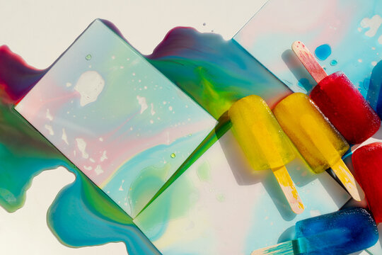 Summer colors ice pops background