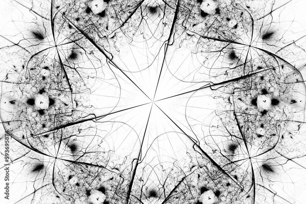 Poster black pattern of crooked strokes and lines on a white background. abstract fractal 3d rendering