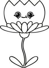 line drawing cartoon flower