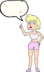 speech bubble cartoon happy gym woman