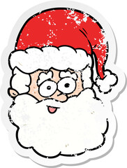 distressed sticker of a cartoon santa claus