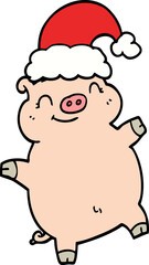 cartoon happy christmas pig