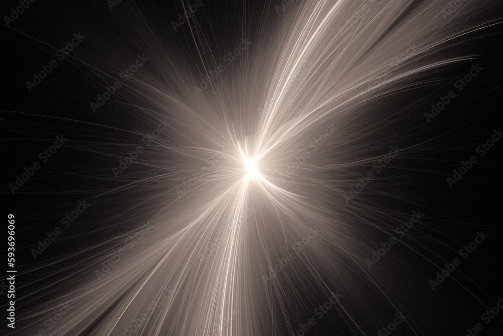 Aufkleber dark orange glowing pattern of crooked rays from the center on a black background. abstract fractal 