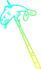 cold gradient line drawing cartoon fish speared