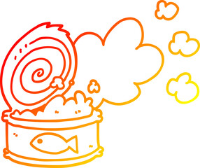 warm gradient line drawing cartoon smelly can of fish