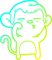 cold gradient line drawing cartoon suspicious monkey