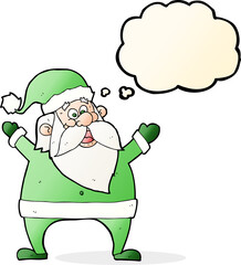jolly santa cartoon with thought bubble