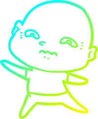 cold gradient line drawing cartoon nervous man