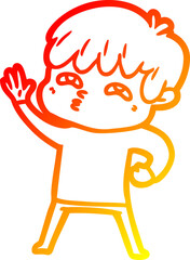 warm gradient line drawing cartoon curious man