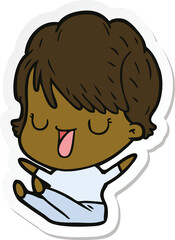 sticker of a cartoon woman talking