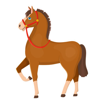 Horse in cartoon style. Foal. Pony. Livestock, animal, Farming. Farm. Vector illustration isolated on white background.