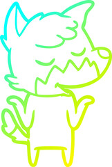 cold gradient line drawing friendly cartoon fox