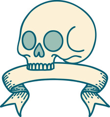 tattoo with banner of a skull
