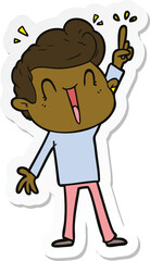 sticker of a cartoon excited man