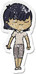 distressed sticker of a cartoon woman
