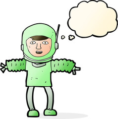 cartoon astronaut with thought bubble