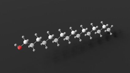 cetyl alcohol molecule, molecular structure, palmityl alcohol, ball and stick 3d model, structural chemical formula with colored atoms