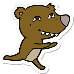 sticker of a cartoon bear running