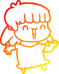 warm gradient line drawing cartoon woman