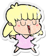 distressed sticker of a cartoon woman