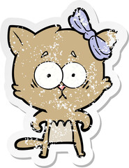 distressed sticker of a cartoon cat