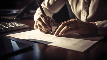 Office Efficiency Businessman Taking Detailed Notes generative ai