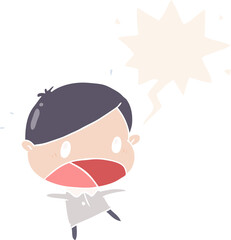 cute cartoon shocked man and speech bubble in retro style