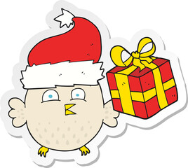 sticker of a cartoon  christmas owl