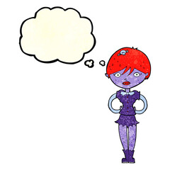 cartoon pretty vampire girl with thought bubble