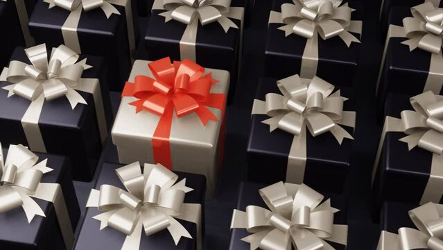 Gift boxes animation. 3d rendering, pattern. Gift give away, Mobile Marketing, earning prizes, bonus or rewards from store. online present or gifts. Christmas, new year holiday, birthday