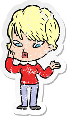 distressed sticker of a cartoon woman