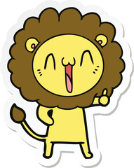 sticker of a happy cartoon lion