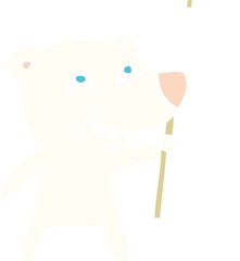 flat color style cartoon polar bear showing teeth