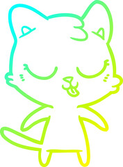 cold gradient line drawing cute cartoon cat