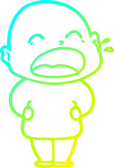 Obraz premium cold gradient line drawing cartoon shouting bald man