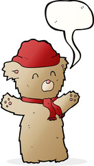 cartoon teddy bear with speech bubble
