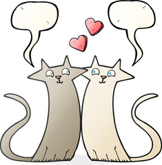 speech bubble cartoon cats in love