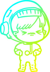 cold gradient line drawing angry cartoon space girl