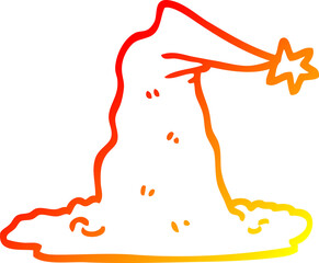 warm gradient line drawing cartoon wizard hat