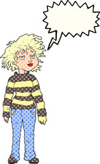 comic book speech bubble cartoon chilled out girl