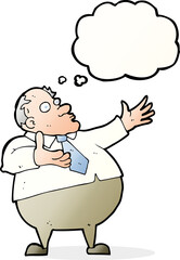 cartoon exasperated middle aged man with thought bubble