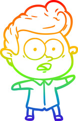 rainbow gradient line drawing cartoon staring man