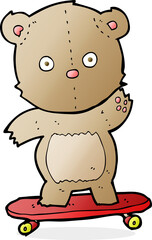 cartoon teddy bear on skateboard