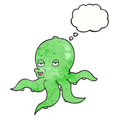 thought bubble textured cartoon octopus