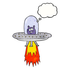 thought bubble textured cartoon space alien