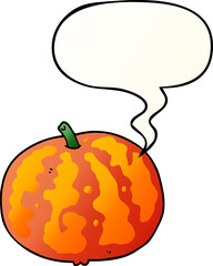 cartoon melon and speech bubble in smooth gradient style