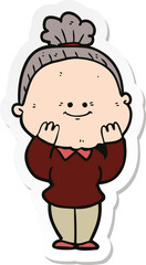 Fototapeta premium sticker of a cartoon happy old woman