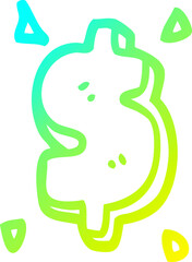 cold gradient line drawing cartoon dollar sign